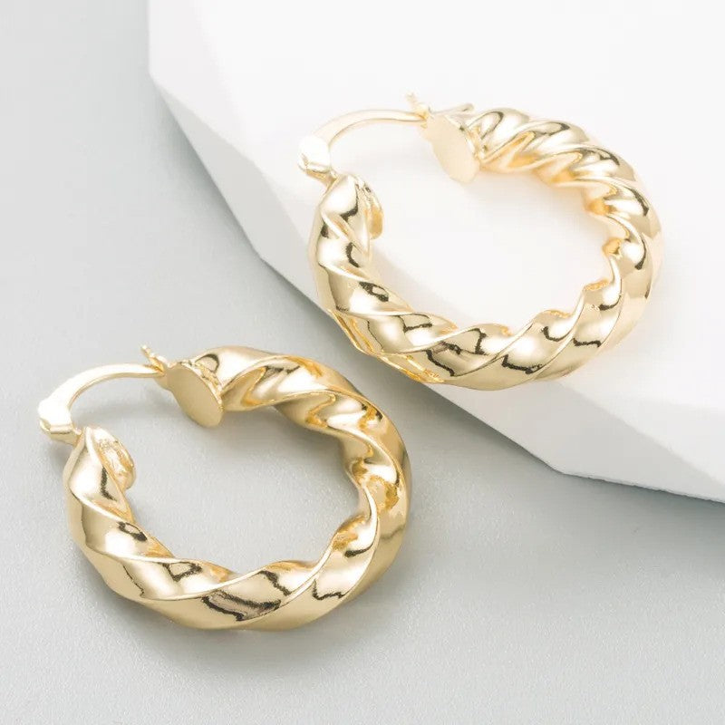 Golden Twist Hoops