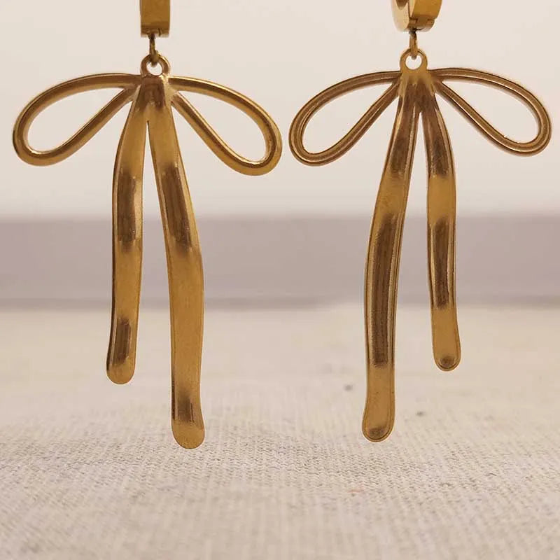 Golden Bow Drop Earrings