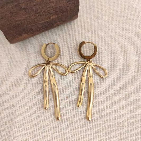 Golden Bow Drop Earrings