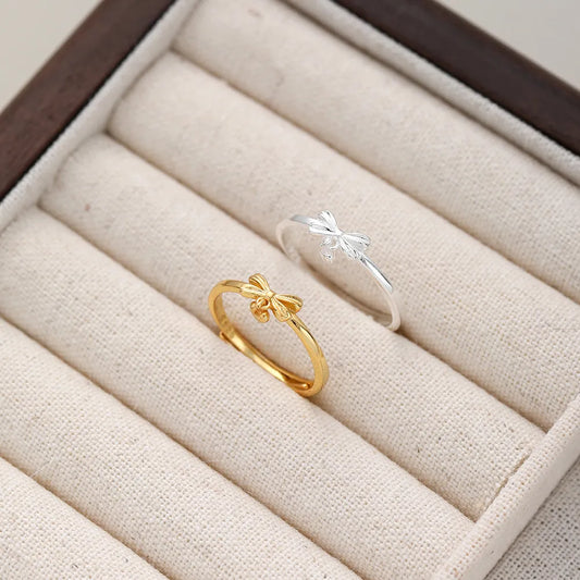 Bow Charm Ring Duo