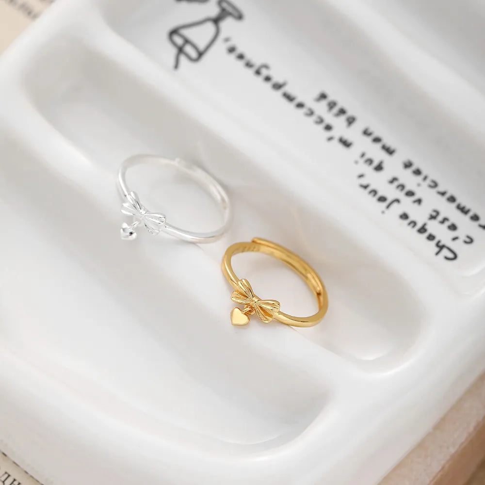 Bow Charm Ring Duo