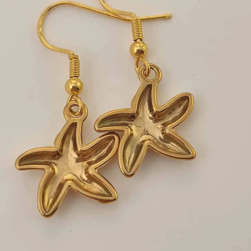 Golden Starfish Dangle Earrings